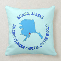 Homer, capital de pêche de flétan de l'Alaska du m oreillers american