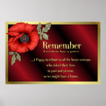 Hommage de vétéran avec le pavot rouge posters