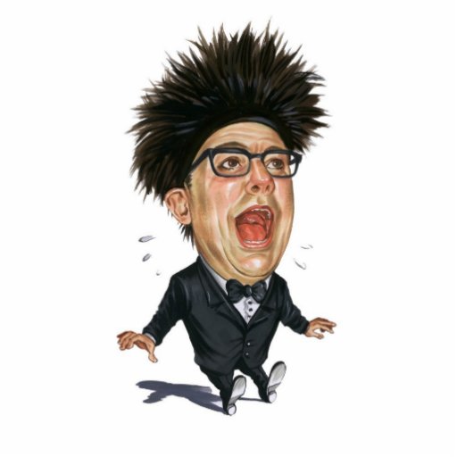 Homme de caricature dans le costume noir - cri per photo sculptures