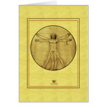 Homme de Leonardo de vinci "Vitruvian " Cartes De Vœux