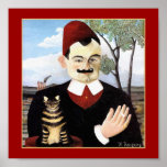 "Homme et chat" par Henri Rousseau Affiche