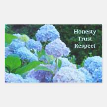 Honesty Trust Respect stickers Blue Hydrangeas