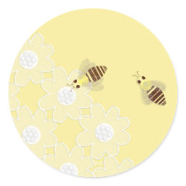 Honey Bee and Daisy Lace Round Stickers