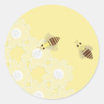 Honey Bee and Daisy Lace Round Stickers