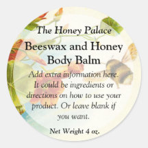 Honey Bee Floral Bath Products Label Round Sticker