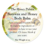 Honey Bee Floral Bath Products Label Round Sticker