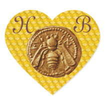 HONEY BEE,  HEART MONOGRAM HEART STICKERS