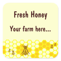 Honey Bee Honeycomb Custom Jar Label Stickers