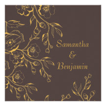 Honey Gold Autumn Floral Wedding Invitation