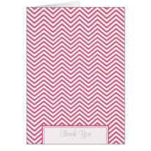 Honey Suckle Pink Chevron Print Thank You Card