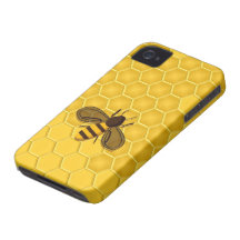 Honeybee on a Gold Honeycomb iPhone 4 Case