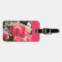 Honeymoon! Luggage ID tags Pink Tulip Flowers Bag Tag
