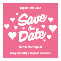 Honeysuckle Pink Save the Date Hearts Invitation invitations