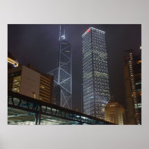 Hong Kong Towers at Night Print