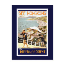 "HongKong Vintage Travel Poster" Post Card