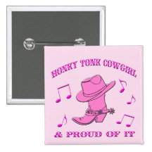 Honky Tonk Cowgirl Western Button