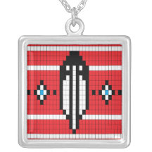 Honouring Feather - Red Bkg. Necklace