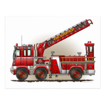 Hook and Ladder Fire Truck Postcard