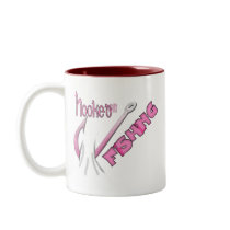 Hooked On Fishing Pink Hook Coffee Mugs