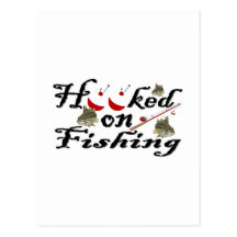 hooked on fishing postcard