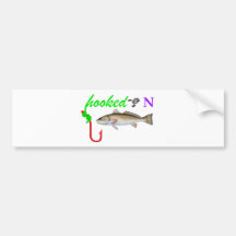 hooked on redfish bumper sticker