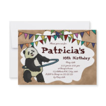 Hoola Hooping Panda, 3.5"x5" invitation
