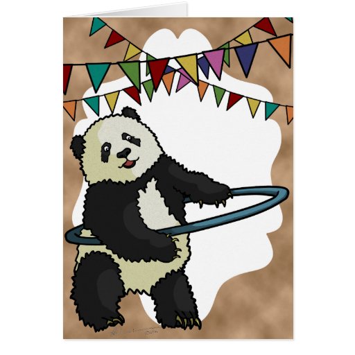 Hoola Hooping Panda, greeting card