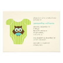 Hoot Owl Outfit Boy Baby Shower Invitations