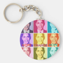 HOPE AND CHANGE BARACK OBAMA KEYRING KEYCHAINS