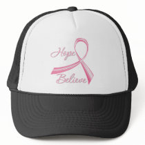 Hope Believe Brush Ribbon Breast Cancer