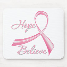 Hope Believe Brush Ribbon Breast Cancer Mouse Pad