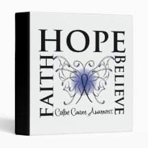 Hope Believe Faith - Colon Cancer Vinyl Binder