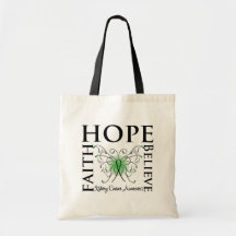 Hope Believe Faith - Kidney Cancer (Green) Tote Bags