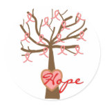 "Hope", Breast Cancer Awareness Gifts Round Stickers
