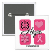 Hope Butterfly Inspires - Breast Cancer Pinback Buttons