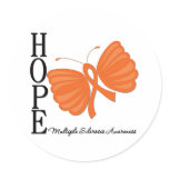 Hope Butterfly Multiple Sclerosis Awareness Round Stickers