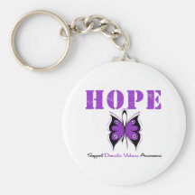 Hope Butterfly Ribbon Domestic Violence Key Chain