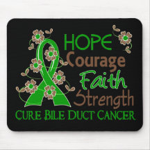 Hope Courage Faith Strength 3 Bile Duct Cancer Mousepad