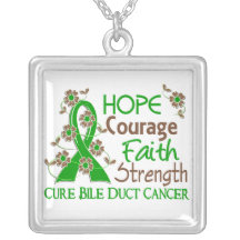 Hope Courage Faith Strength 3 Bile Duct Cancer Jewelry