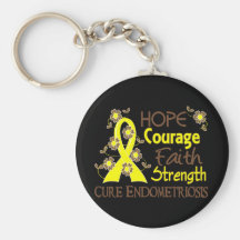 Hope Courage Faith Strength 3 Endometriosis Keychain