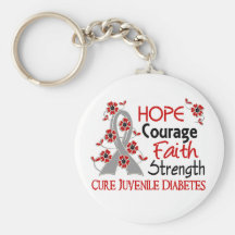 Hope Courage Faith Strength 3 Juvenile Diabetes Keychain