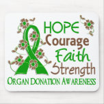 Hope Courage Faith Strength 3 Organ Donation Mouse Pads
