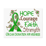 Hope Courage Faith Strength 3 Organ Donation Postcards