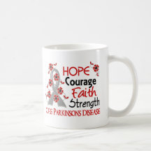 Hope Courage Faith Strength 3 Parkinson's Disease Coffee Mugs