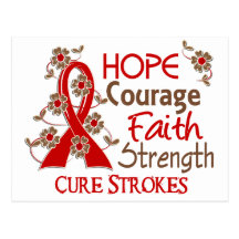 Hope Courage Faith Strength 3 Stroke Postcards