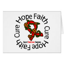 Hope Faith Cure Blood Cancer Flower Ribbon Greeting Card