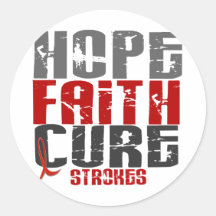 Hope Faith Cure Stroke 1 Round Sticker