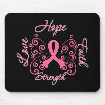 Hope Faith Love Strength Breast Cancer Mousepads