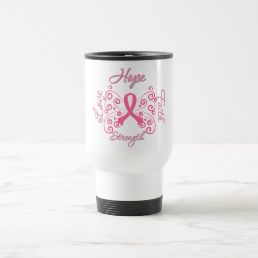 Hope Faith Love Strength Breast Cancer Mugs