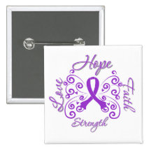 Hope Faith Love Strength Fibromyalgia Pinback Buttons